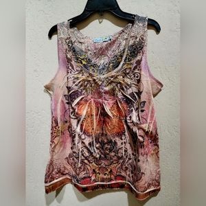 Unity World Wear Art Nouveau Butterfly Tank Top NWOT PL